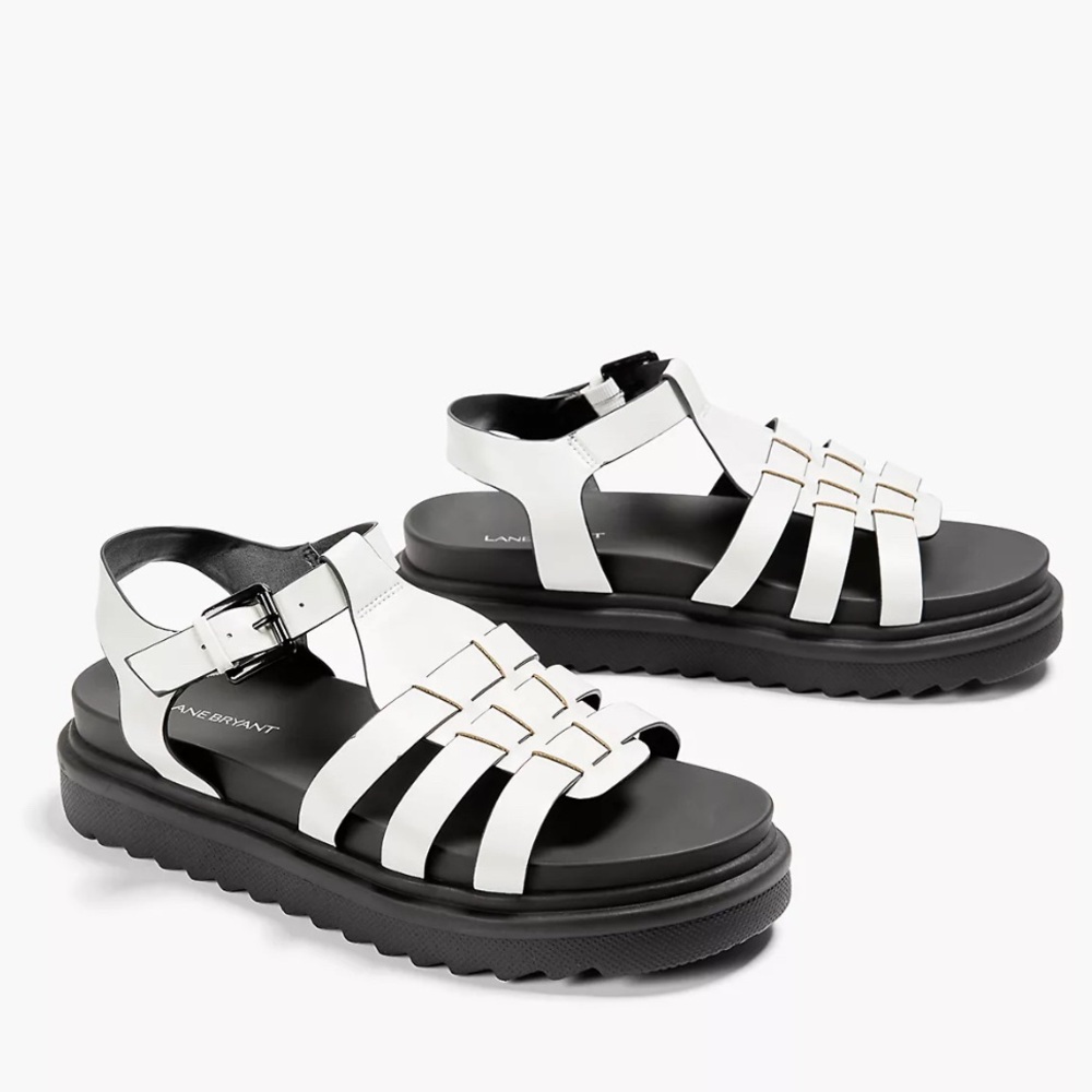 Lane Bryant White Sandals Dream Cloud Sandal Size 10.5 Wide NWT Thick Sole